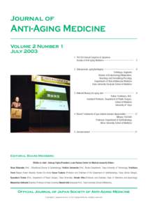 Journal of  Anti-Aging Medicine Volume 2 Number 1 JulyThe 3rd Annual Congress of Japanese
