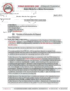 FOIA Request to National Archives and Records Administration
