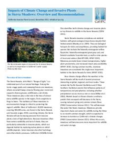 Impacts of Climate Change and Invasive Plants in Sierra Meadows: Overview and Recommendations California Invasive Plant Council, DecemberPlan identifies both climate change and invasive plants as 