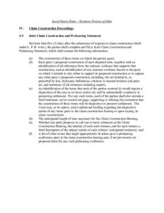 Local Patent Rules - Northern District of Ohio IV. Claim Construction Proceedings  4.5