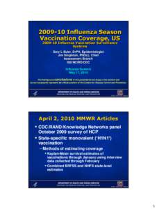 Influenza season Vaccination Coverage, US