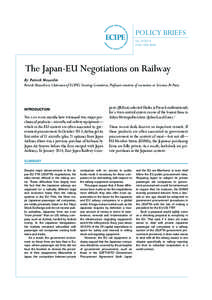 POLICY BRIEFS No[removed]ISSN[removed]The Japan-EU Negotiations on Railway By Patrick Messerlin