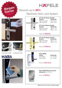 Discount up to 50% Electronic Door Lock System DT Lite (C-Shape Handle) Version Article No. Right hand side