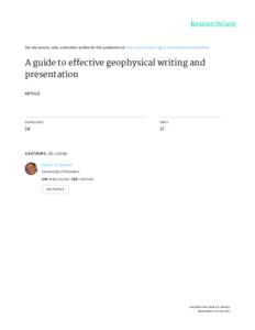 See	discussions,	stats,	and	author	profiles	for	this	publication	at:	http://www.researchgate.net/publicationA	guide	to	effective	geophysical	writing	and presentation ARTICLE