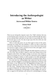 Introducing the Anthropologist as Writer Across and Within Genres Helena Wulff  ‫ﱬﱫ‬