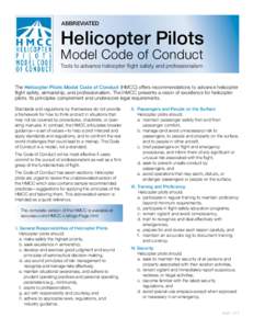Abbreviated  Helicopter Pilots Model Code of Conduct Tools to advance helicopter flight safety and professionalism ￼
