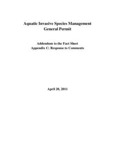 Aquatic Invasive Species General Permit