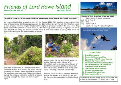 Friends of Lord Howe Island Newsletter No.33 Autumn 2012