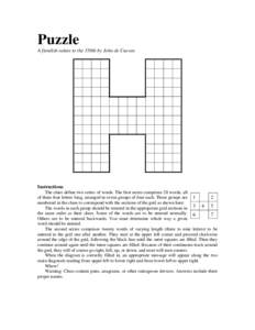 Puzzle A fiendish salute to the 350th by John de Cuevas Instructions The clues define two series of words. The first series comprises 28 words, all of them four letters long, arranged in seven groups of four each. These 