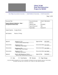 ORAU TEAM Dose Reconstruction Project for NIOSH Oak Ridge Associated Universities I Dade Moeller & Associates I MJW Corporation Page 1 of 29