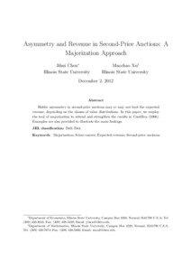 Asymmetry and Revenue in Second-Price Auctions: A Majorization Approach Jihui Chen∗