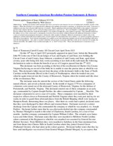 Southern Campaign American Revolution Pension Statements & Rosters Pension application of Isaac Johnson S21326 Transcribed by Will Graves f32VA[removed]