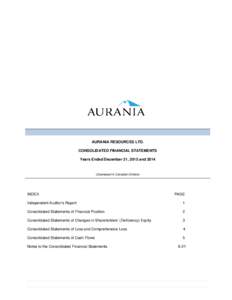 Microsoft Word - Revised Draft Aurania 2015 YE FS at april 19