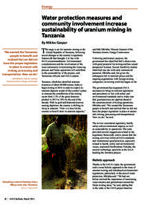 Energy  Water protection measures and community involvement increase sustainability of uranium mining in Tanzania