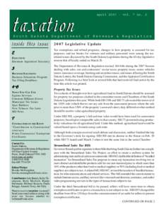 taxation  aprilvol. 7 no. 2 South Dakota Department of Revenue & Regulation