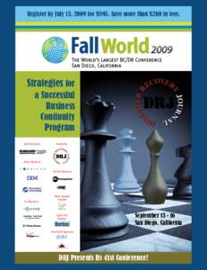 Register by July 13, 2009 for $895. Save more than $200 in fees.  Strategies for a Successful Business Continuity