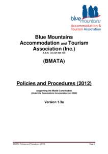Blue Mountains Accommodation and Tourism Association (Inc.) A.B.N  (BMATA)