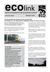 ecolink  newsletter of the Environment and conservation organisations of new zealand May-July 2014