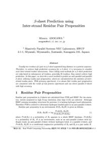  -sheet Prediction using Inter-strand Residue Pair Propensities Minoru. ASOGAWA  1