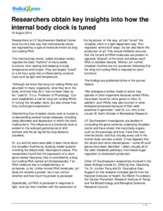 Researchers obtain key insights into how the internal body clock is tuned