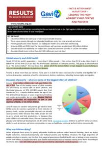 FACT & ACTION SHEET AUGUST 2014 – LEADING THE FIGHT AGAINST CHILD DEATHS AND POVERTY