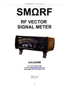 microHAM © 2015 All rights reserved  SMΩRF RF VECTOR SIGNAL METER