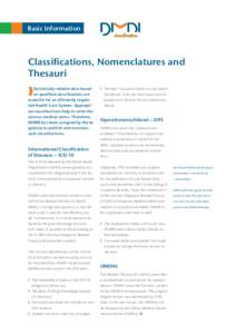Basic Information  Classiﬁcations, Nomenclatures and Thesauri  r