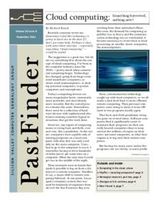 Cloud computing: By Richard Rands Volume 22 Issue 9 PastFinder