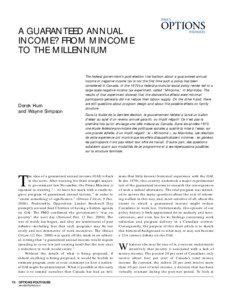 A GUARANTEED ANNUAL INCOME? FROM MINCOME TO THE MILLENNIUM