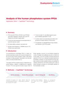 Your partner for customized screening solutions Analysis of the human phosphatase system PP2A Application Note 1: CaptiVate™ technology