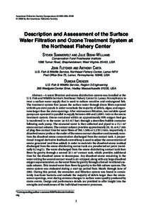 American Fisheries Society Symposium 61:000–000, 2008 © 2008 by the American Fisheries Society Description and Assessment of the Surface Water Filtration and Ozone Treatment System at the Northeast Fishery Center