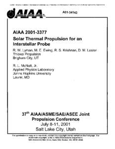 Solar Thermal Propulsion for an Interstellar Probe