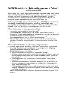 NAEPP Resolution: Asthma Management at School