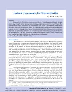Natural Treatments for Osteoarthritis