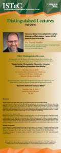 The Information Science and Technology Center  Distinguished Lectures FallColorado State University’s Information