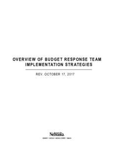 OV ERV I E W OF BUDGET RESPONSE TE AM I M PLEM ENTATI ON STR ATEG I ES RE V. OC T O B E R 17, 2017 OV ERV I E W A ND COST- SAV I NGS Background and Overview of