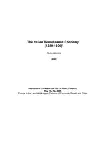 The Italian Renaissance Economy)* Paolo Malanima (2009)