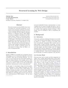 Structural Learning for Web Design  Maxine Lim Arvind Satyanarayan Cesar Torres Stanford University, Stanford, CAUSA