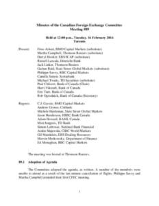 Minutes of the Canadian Foreign Exchange Committee Meeting #89 - Toronto