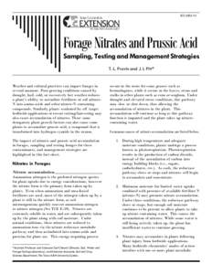 SCSForage Nitrates and Prussic Acid Sampling, Testing and Management Strategies T. L. Provin and J. L Pitt*