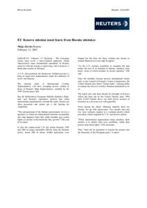 Microsoft Word - Reuters, Maja Zuvela - EU Kosovo mission must learn from Bosni