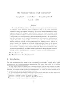 Statistical inference / Statistical tests / Estimation theory / Instrumental variable / Hausman test / Normal distribution / Estimator / Null hypothesis / Statistics / Econometrics / Economics