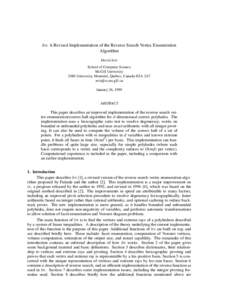 lrs: A Revised Implementation of the Reverse Search Vertex Enumeration Algorithm David Avis School of Computer Science McGill University 3480 University, Montr´eal, Qu´ebec, Canada H3A 2A7