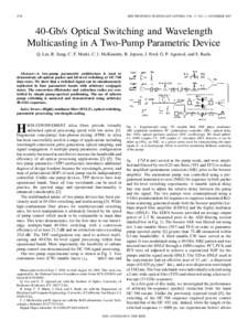 2376  IEEE PHOTONICS TECHNOLOGY LETTERS, VOL. 17, NO. 11, NOVEMBERGb/s Optical Switching and Wavelength Multicasting in A Two-Pump Parametric Device