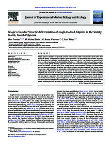 Journal of Experimental Marine Biology and Ecology 432––46  Contents lists available at SciVerse ScienceDirect Journal of Experimental Marine Biology and Ecology journal homepage: www.elsevier.com/locate