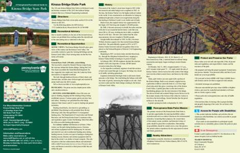 A Pennsylvania Recreational Guide for  Kinzua Bridge State Park Kinzua Bridge State Park The 329-acre Kinzua Bridge State Park is in McKean County