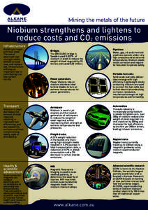 Mining the metals of the future  Niobium strengthens and lightens to reduce costs and CO2 emissions Infrastructure Building stronger