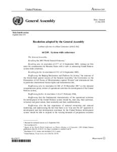 A/RES*  United Nations Distr.: General 21 July 2010