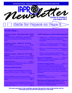 INTERNATIONAL ASSOCIATION FOR PATTERN RECOGNITION  Volume 34, Number 3 July-August[removed]In this issue…