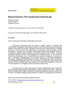BOOK REVIEW  EvoS Journal: The Journal of the Evolutionary Studies Consortium  Beyond bananas: The evolutionarily informed ape